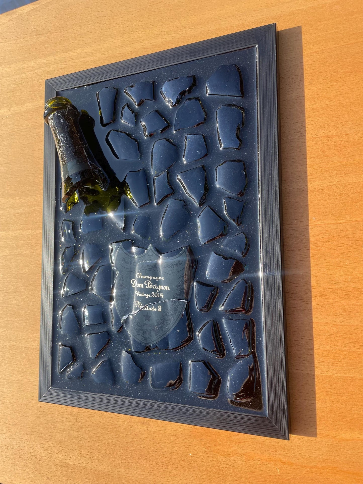 Broken Bottle Art | P2 Pérignon 2004 Champagne Bottle | Luxury Epoxy | Luxury Resin Art | Gift for Him