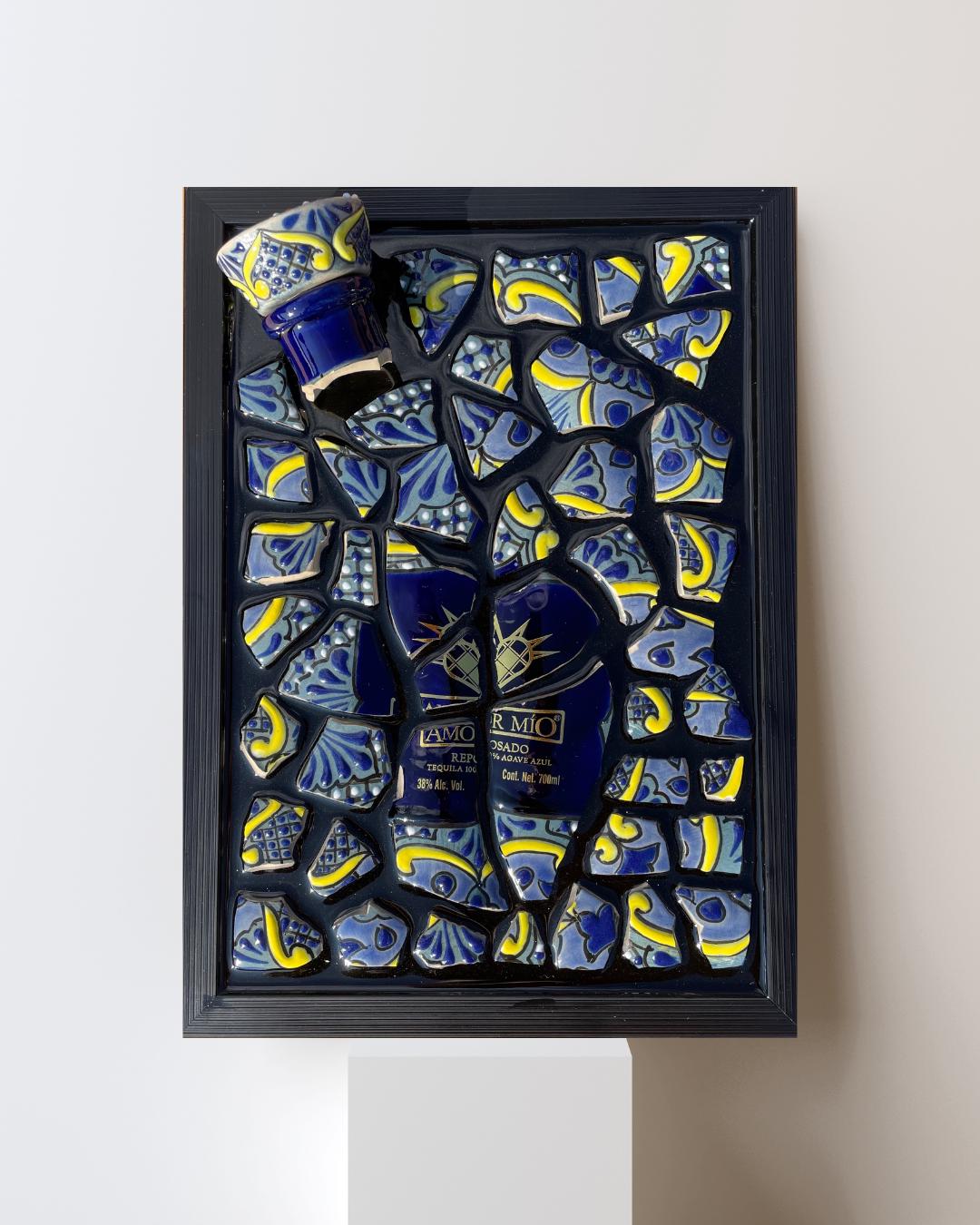Broken Bottle Art Amor Mio Tequila Epoxy Modern wall Decor