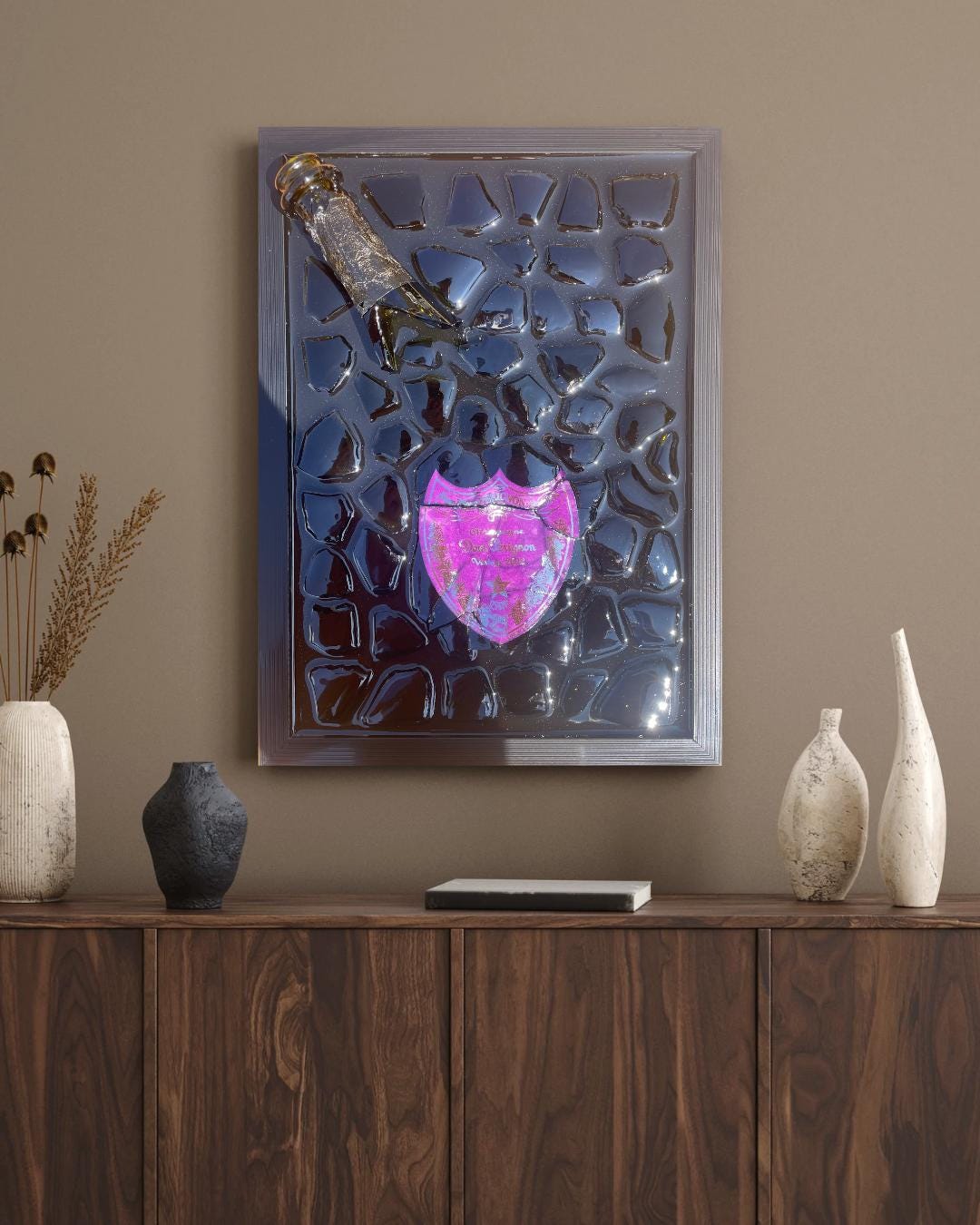 Broken Bottle Art| Pérignon Purple 2002 Andy Warhol | Limited Edition | Epoxy Art | Gift for Him | Resin Art