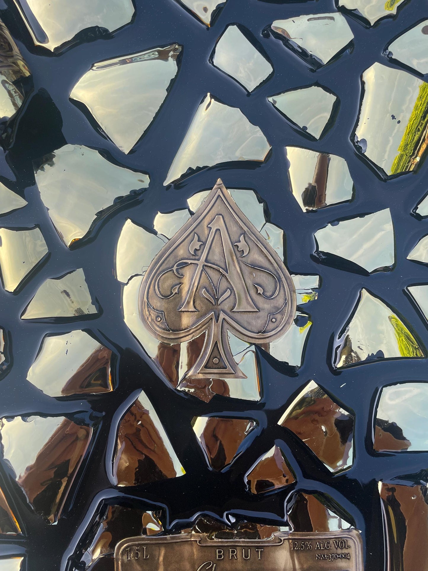 Broken Bottle Art Brignac XL 1.5L Champagne Bottle | Gold Tones | Epoxy Resin Art | Gift for Him | Luxury Decor