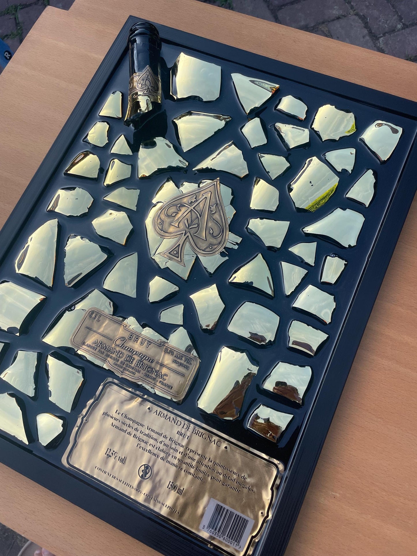 Broken Bottle Art Brignac XL 1.5L Champagne Bottle | Gold Tones | Epoxy Resin Art | Gift for Him | Luxury Decor