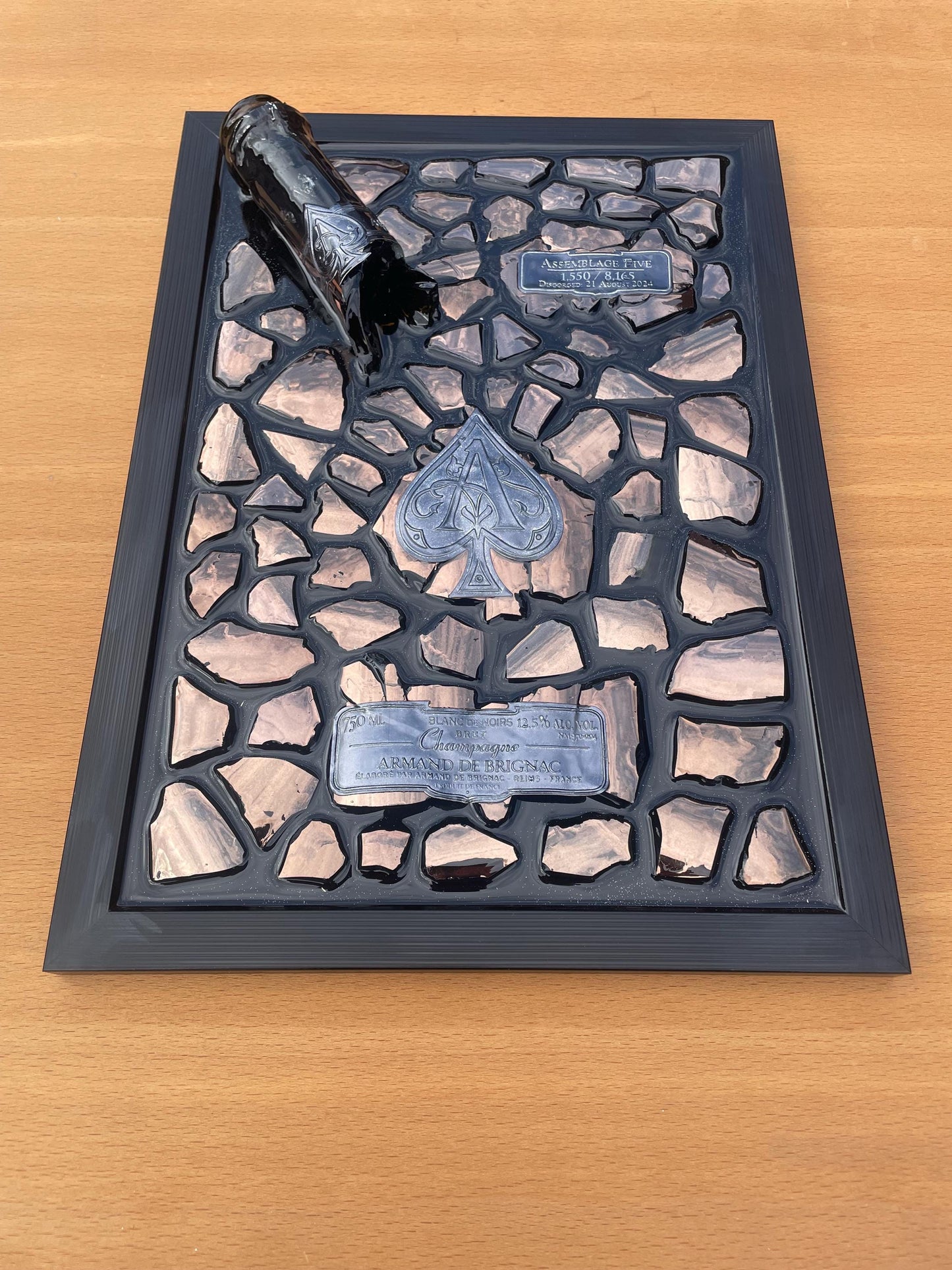 Epoxy Broken Bottle Artwork | Brignac Champagne Gray | Modern Wall Art | Resin Gift for Him | Unique Décor