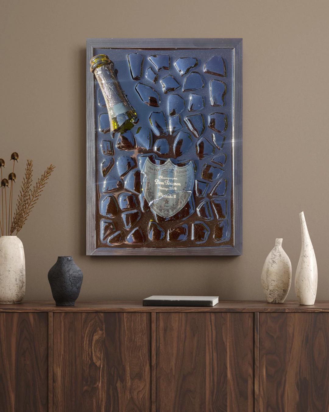 Broken Bottle Art | P2 Pérignon 2004 Champagne Bottle | Luxury Epoxy | Luxury Resin Art | Gift for Him
