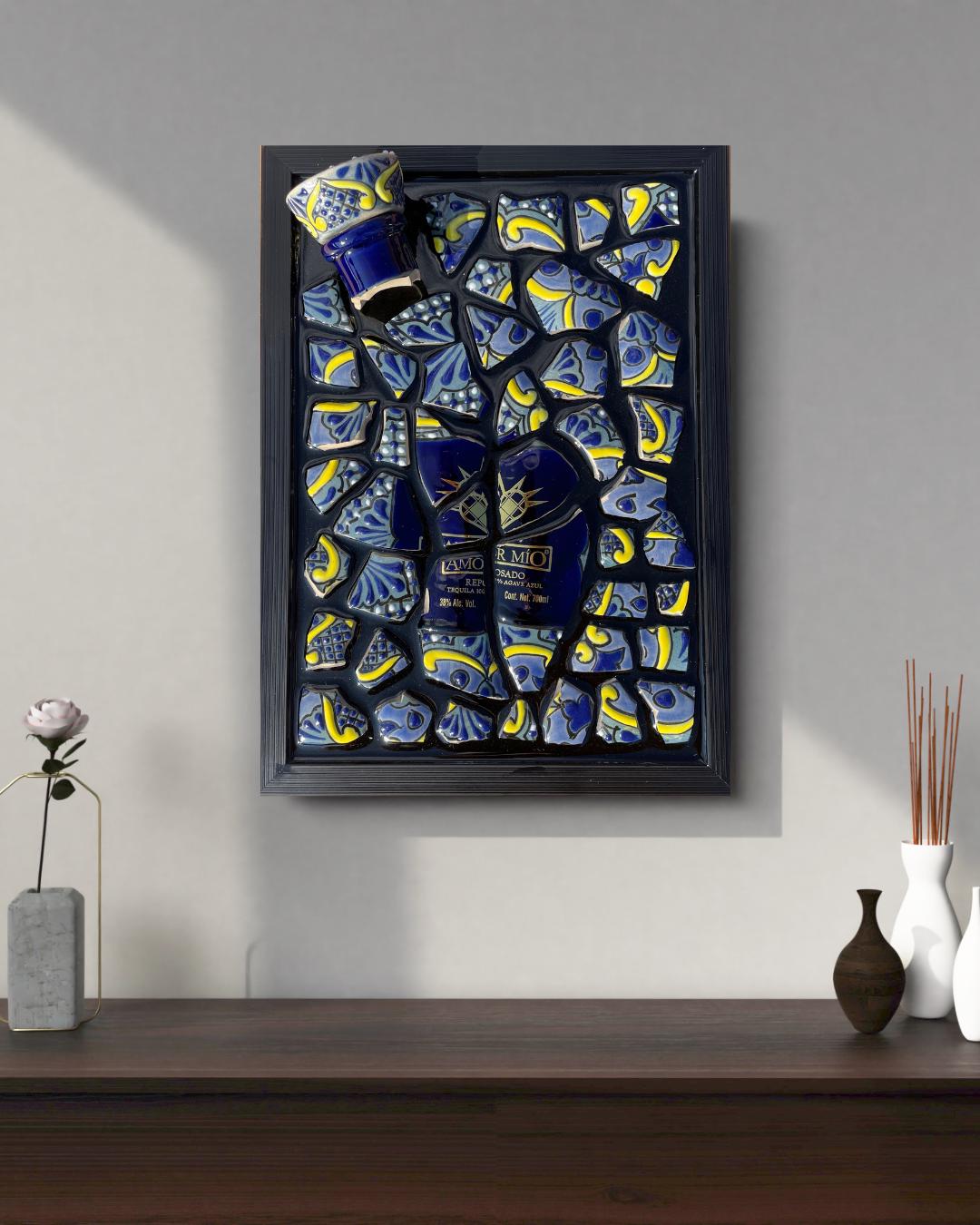 Broken Bottle Art Amor Mio Tequila Epoxy Modern wall Decor