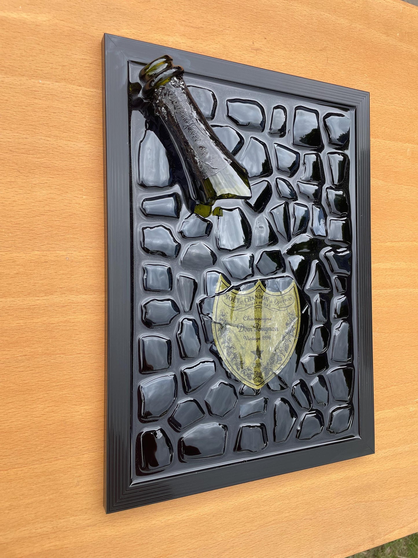 Broken Bottle Art Perignon Champagne Bottle 1998 Resin Artwork Broken Glass Art Gift for Him