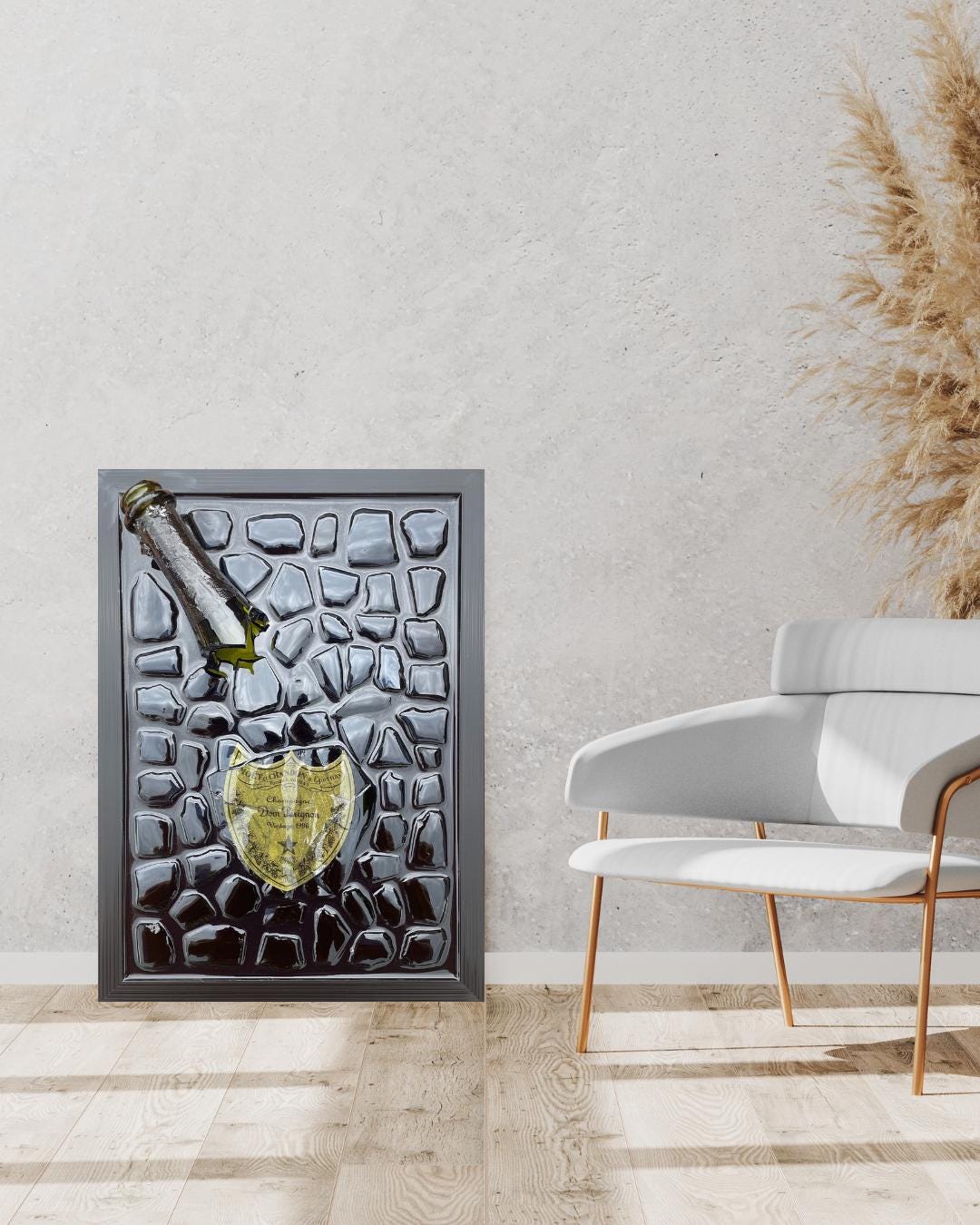 Broken Bottle Art Perignon Champagne Bottle 1998 Resin Artwork Broken Glass Art Gift for Him