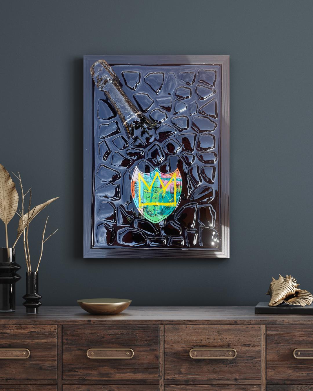 Broken Bottle Art Epoxy Artwork By Michel Basquiat Stylish Abstract Decor for Living Room Gift Idea