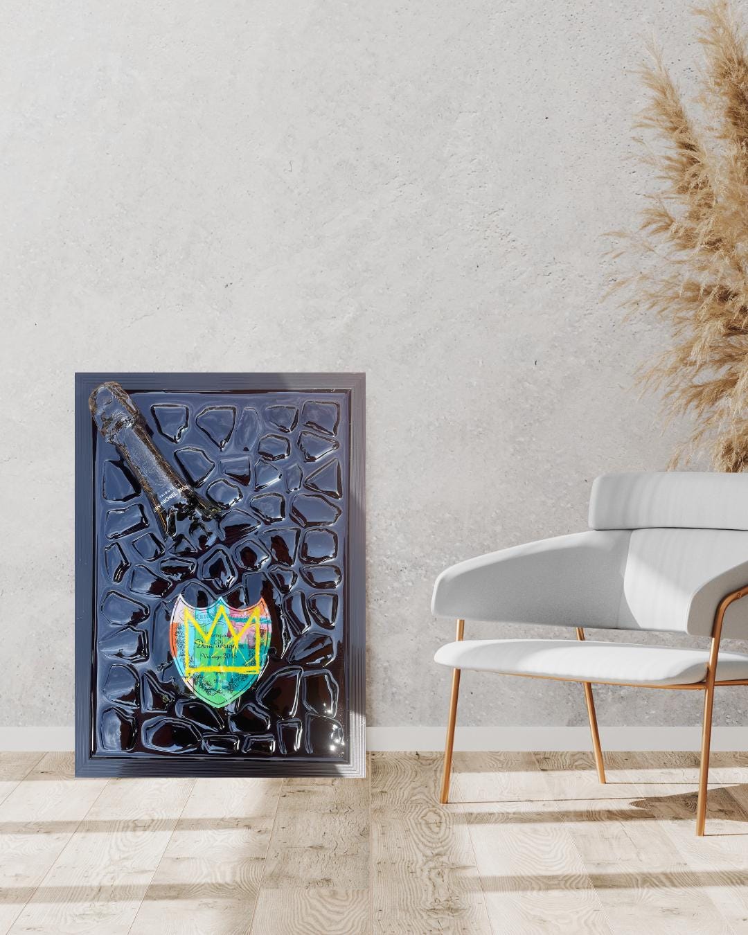 Broken Bottle Art Epoxy Artwork By Michel Basquiat Stylish Abstract Decor for Living Room Gift Idea