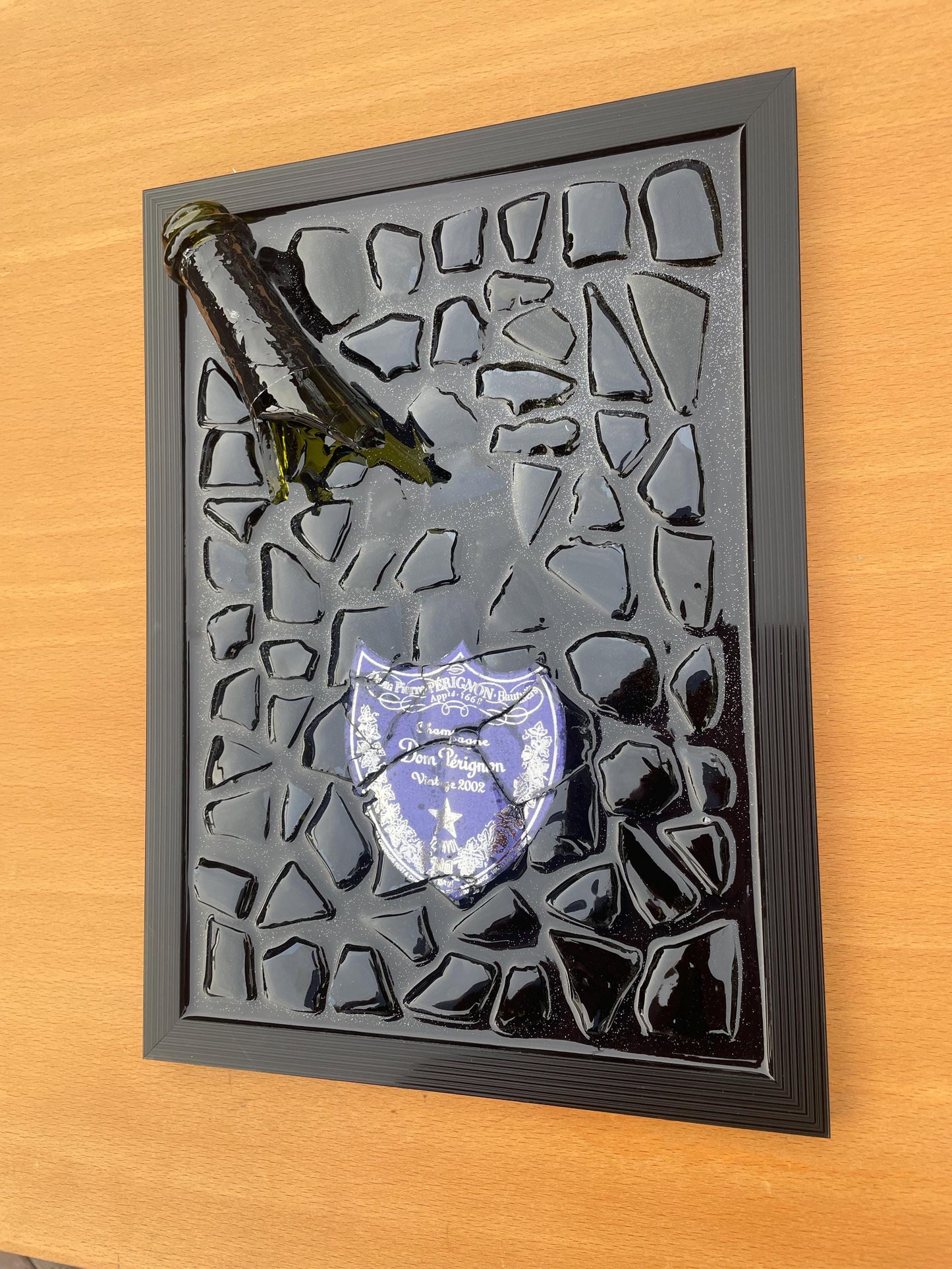 Luxury Epoxy Resin Art | Broken Bottle Art | Champagne Bottle | Pérignon Light Purple | Gift for Him | Broken Glass Art