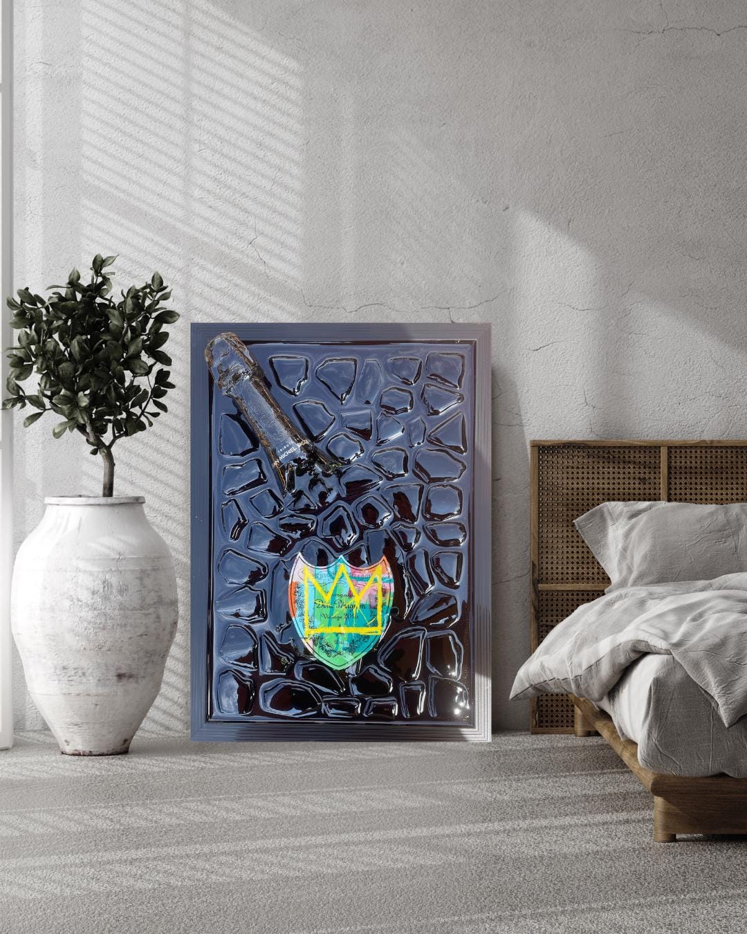 Broken Bottle Art Epoxy Artwork By Michel Basquiat Stylish Abstract Decor for Living Room Gift Idea