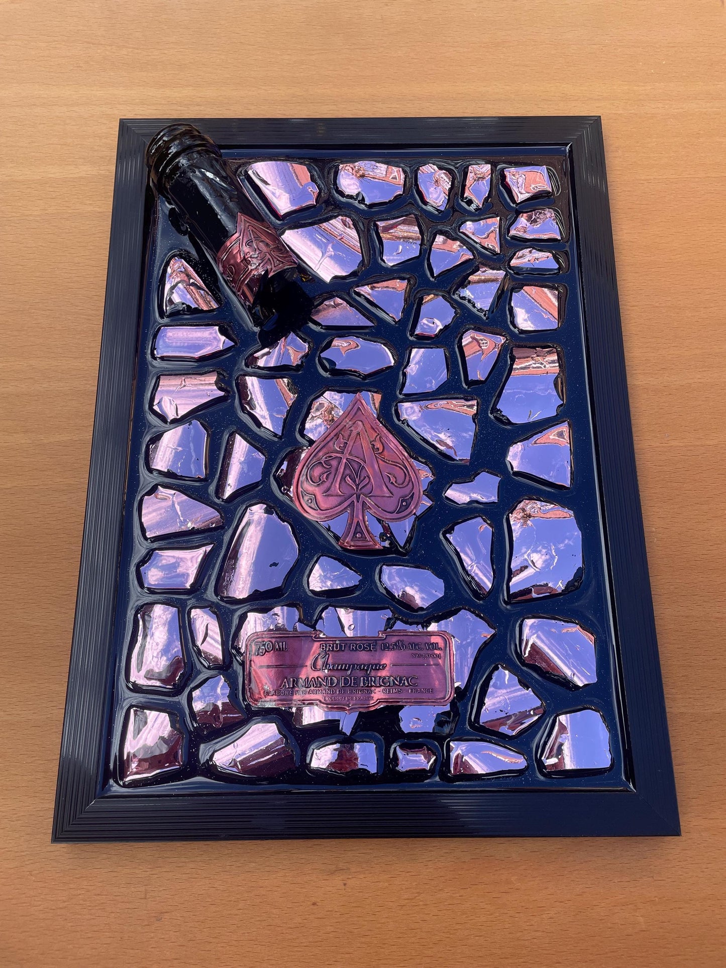 Luxury Epoxy Artwork | Champagne Art | Broken Bottle Art | Brignac Pink Decor | Resin Art | Gift For Her