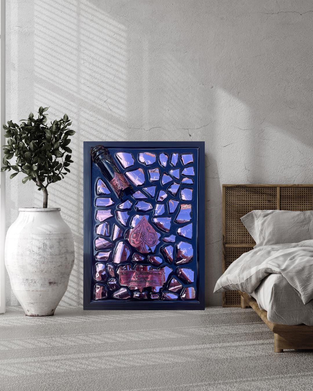 Luxury Epoxy Artwork | Champagne Art | Broken Bottle Art | Brignac Pink Decor | Resin Art | Gift For Her