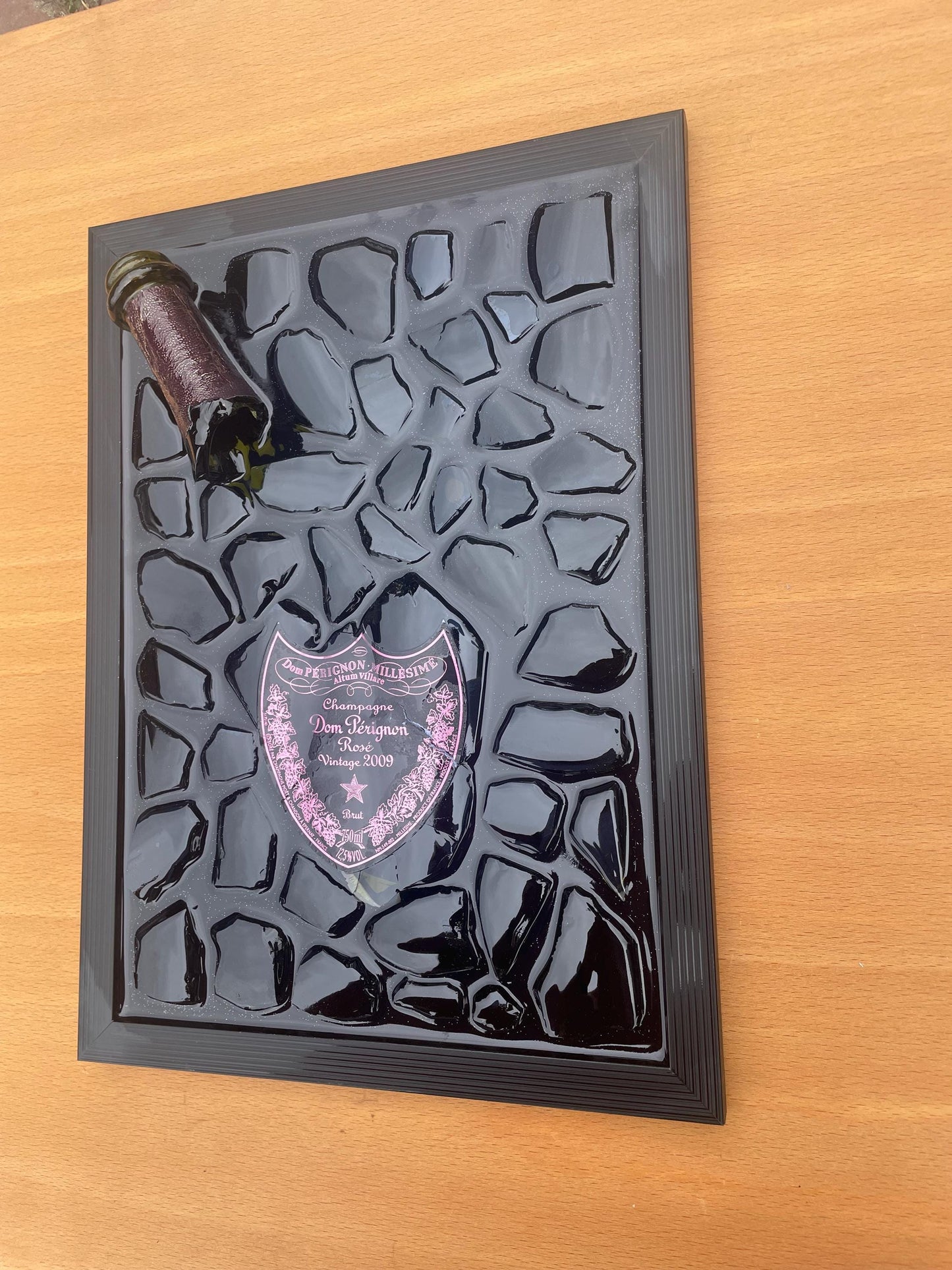 roken Bottle Art Pérignon Pink 2009 Artwork Luxury Home Decor Unique Artwork Gift for Him Resin Art