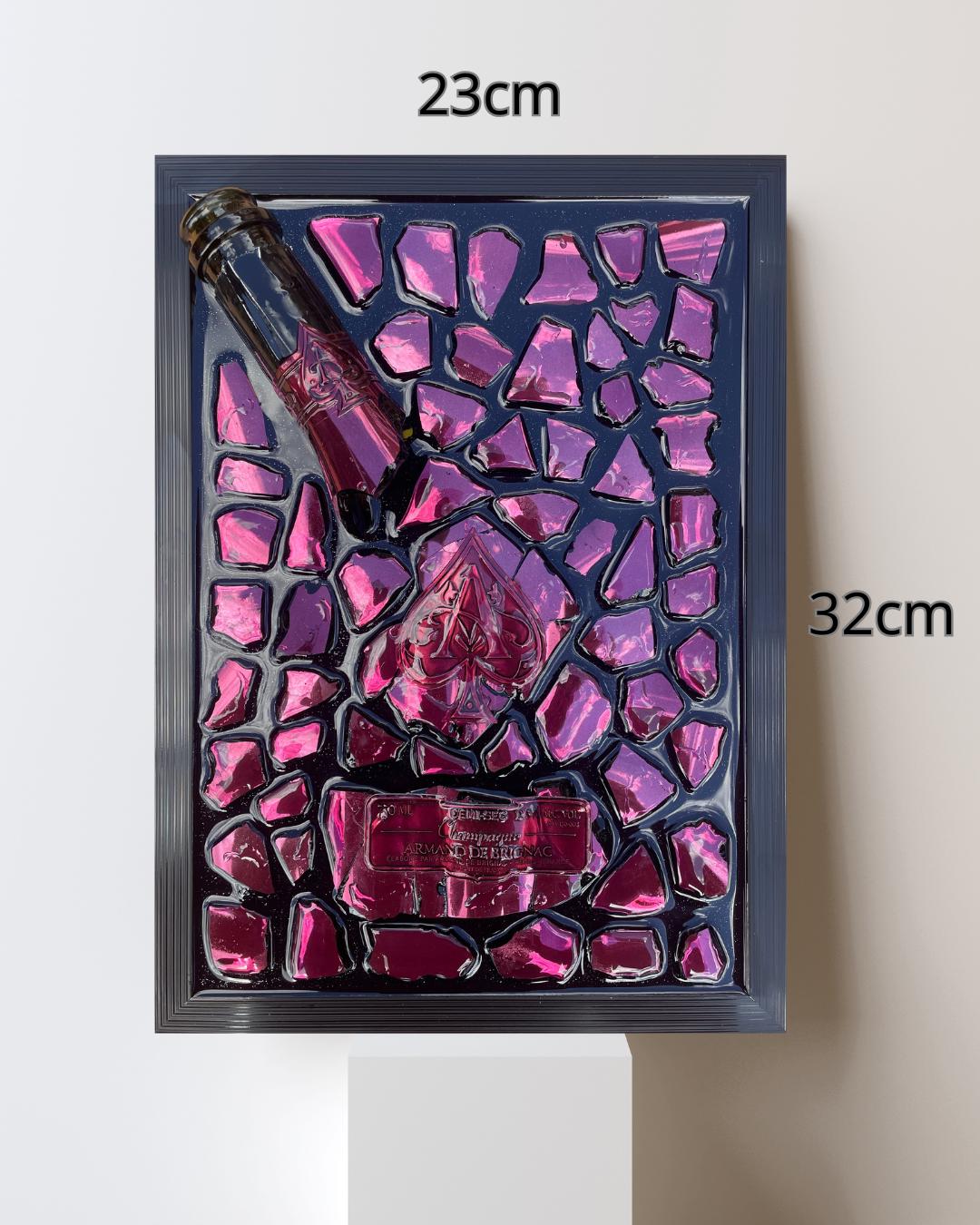 Brignac Champagne Resin Art | Pink Broken Bottle Art | Epoxy Sculpture | Broken Glass Art Gift | Gift for Him