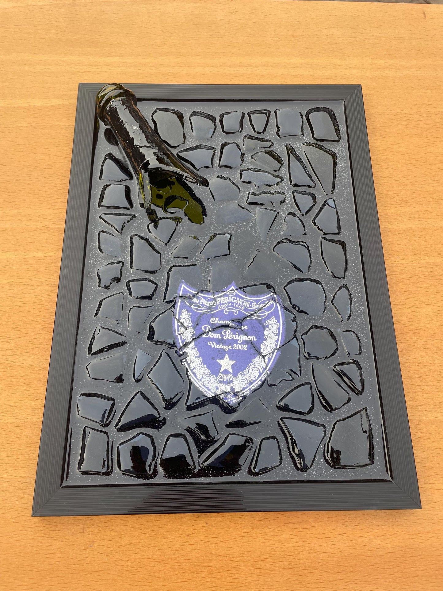 Luxury Epoxy Resin Art | Broken Bottle Art | Champagne Bottle | Pérignon Light Purple | Gift for Him | Broken Glass Art