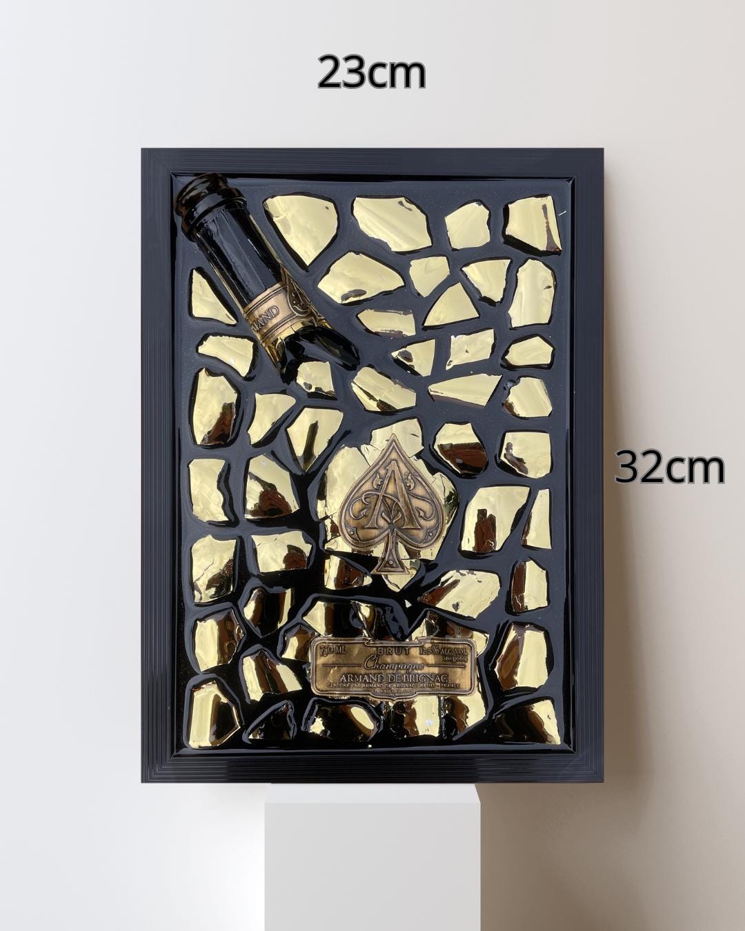 Luxury Epoxy Broken Bottle | Brignac Champagne Art | Gold Tones Resin | Broken Glass | Gift for Him | Unique Decor