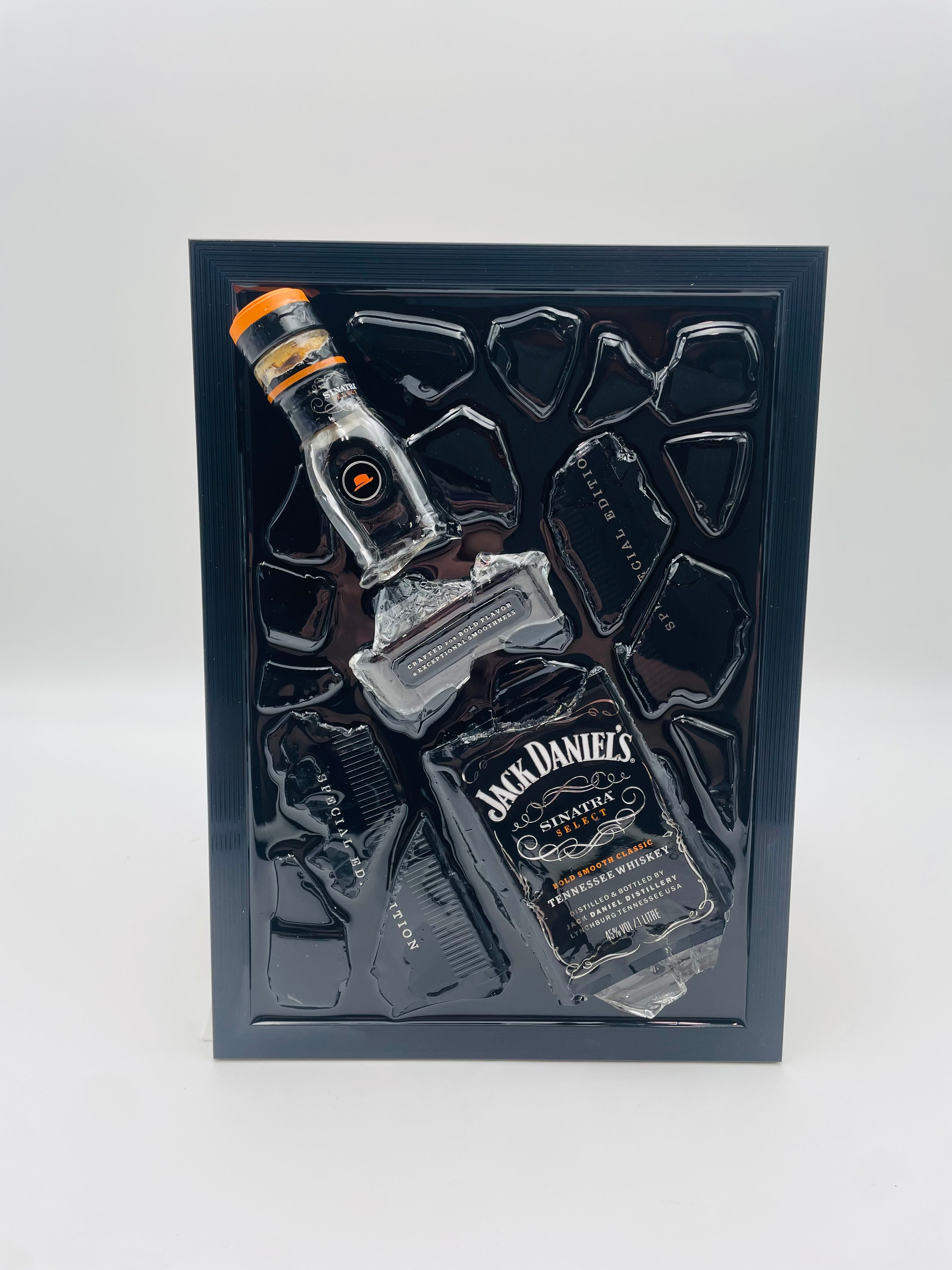 Jack Daniels Frank Sinatra Broken Bottle Art
