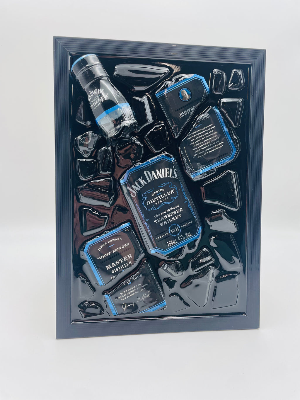 Jack Daniels Blue Broken Bottle Art