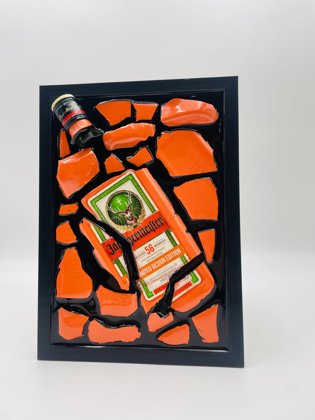 Jägermeister Orange Epoxy Broken Bottle Art