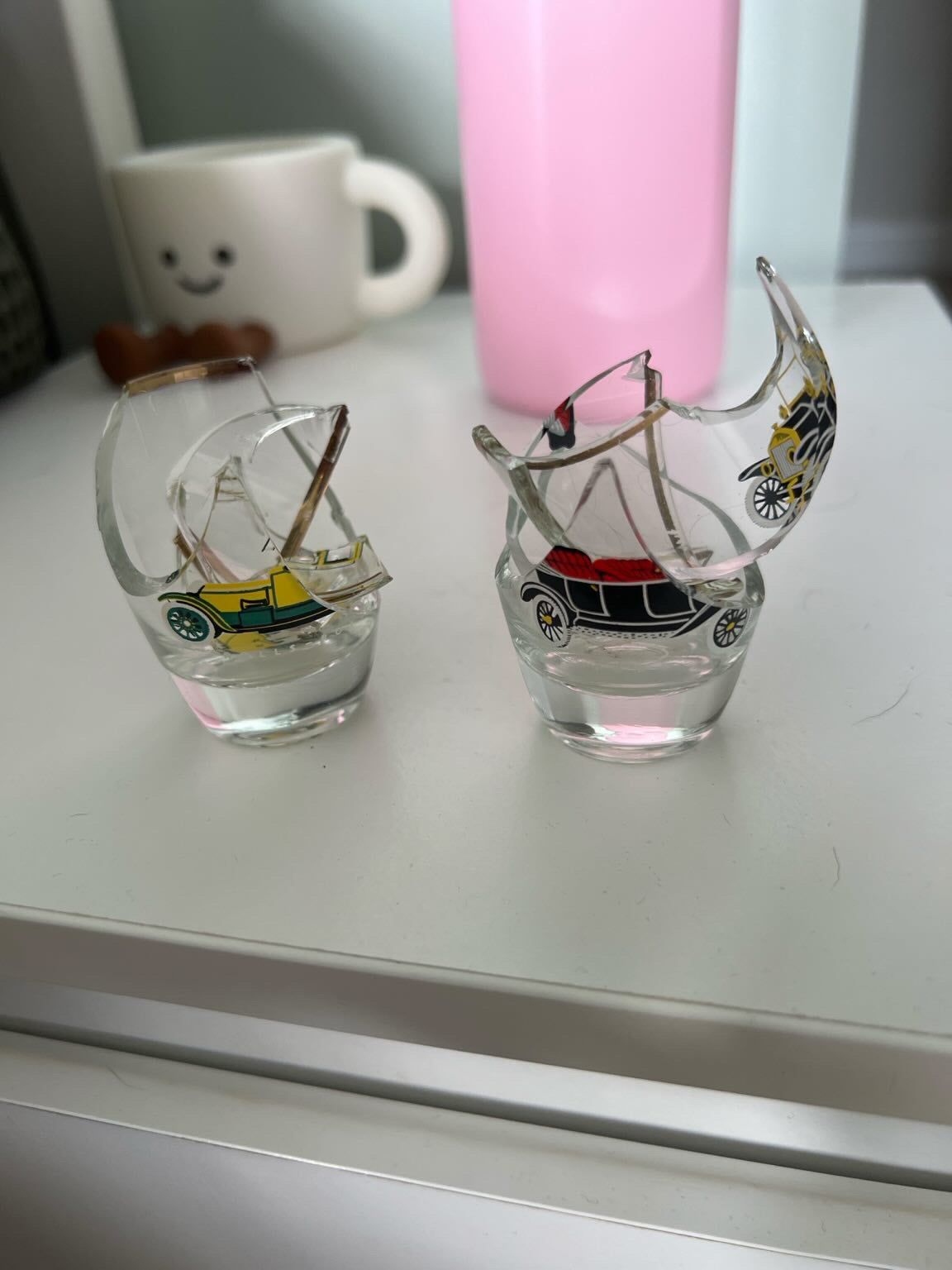 Custom Order Shot Glasses Flower Broken Bottle Art