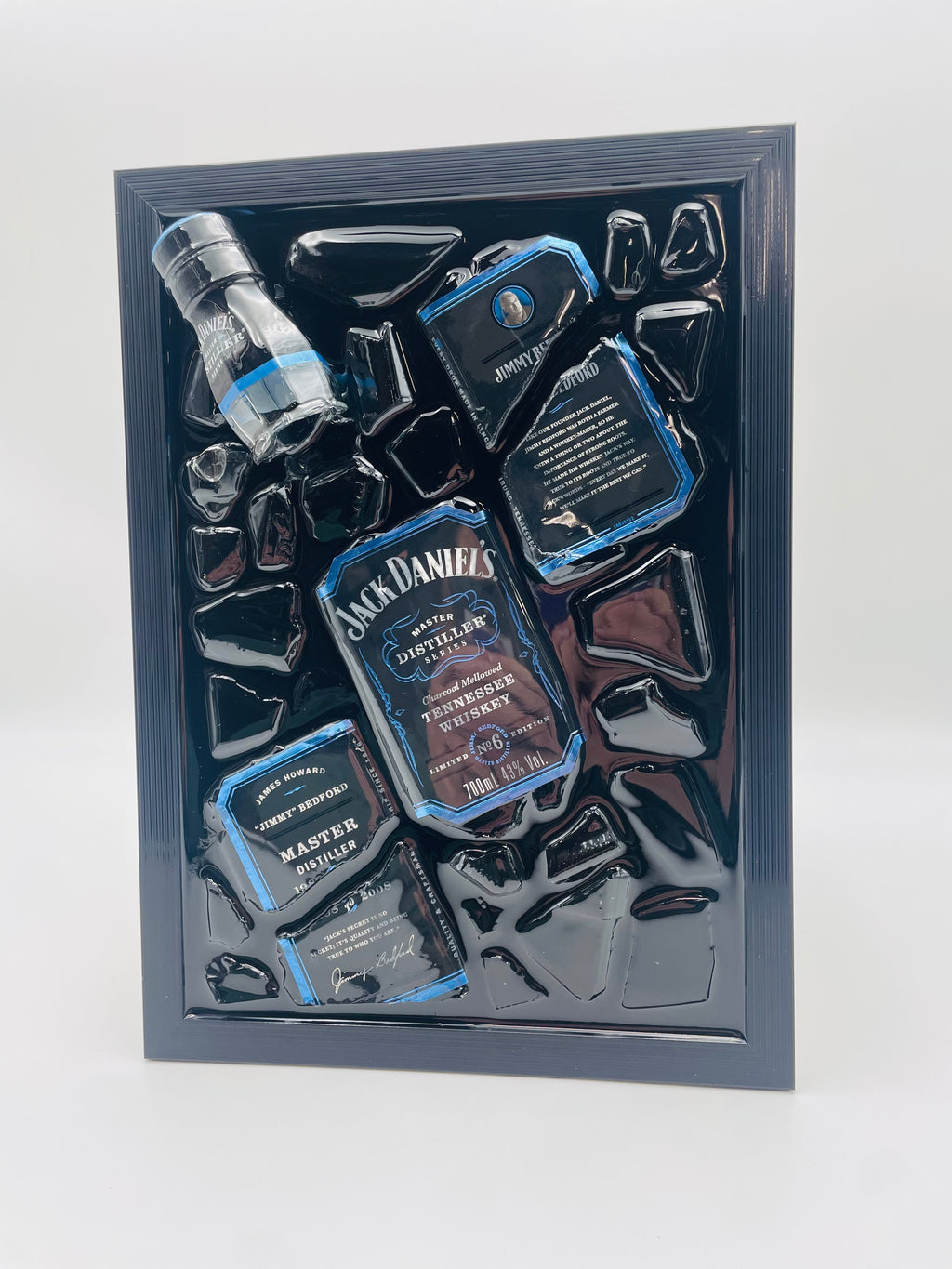 Jack Daniels Blue Broken Bottle Art
