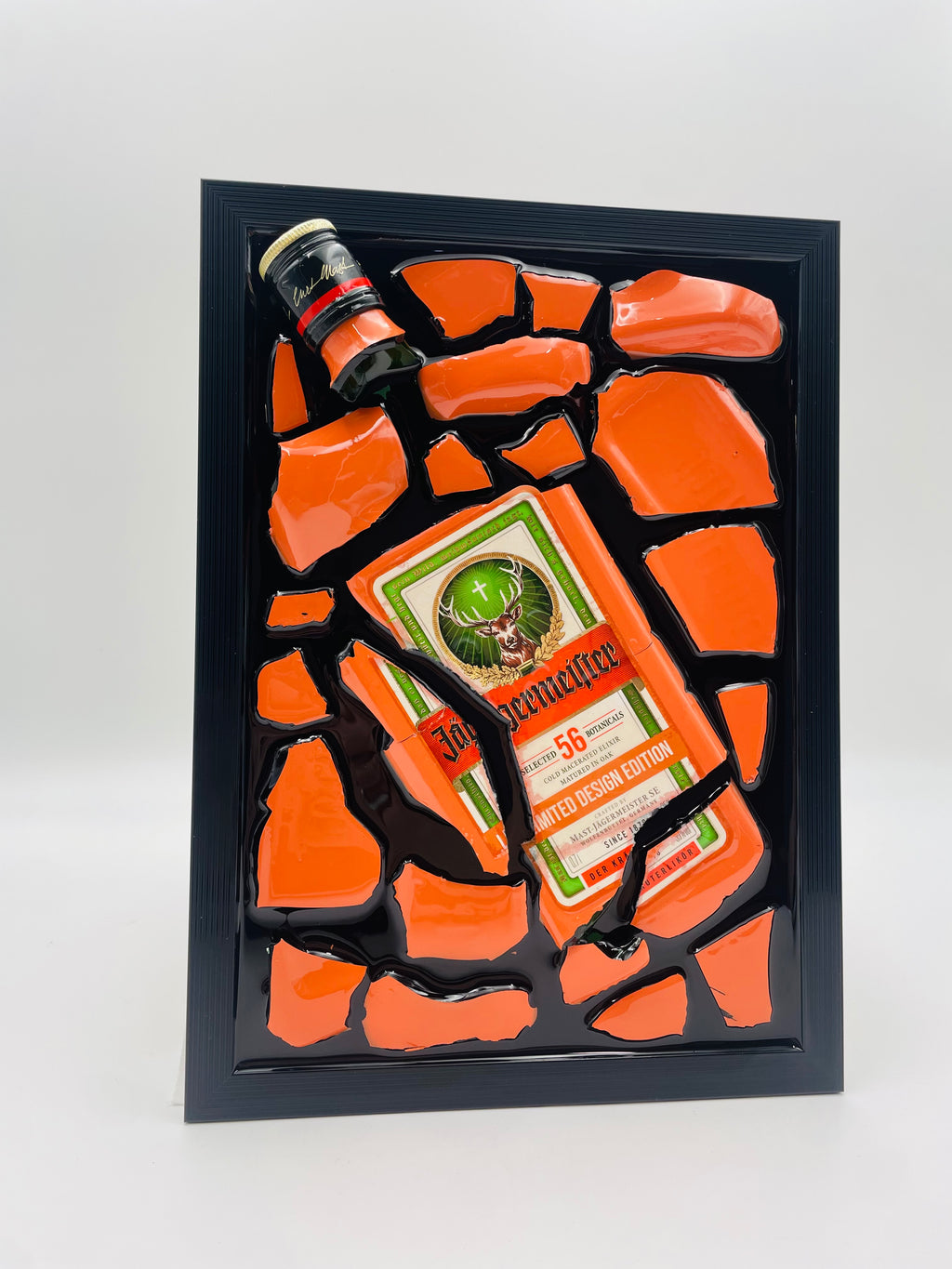 Jägermeister Orange Epoxy Broken Bottle Art