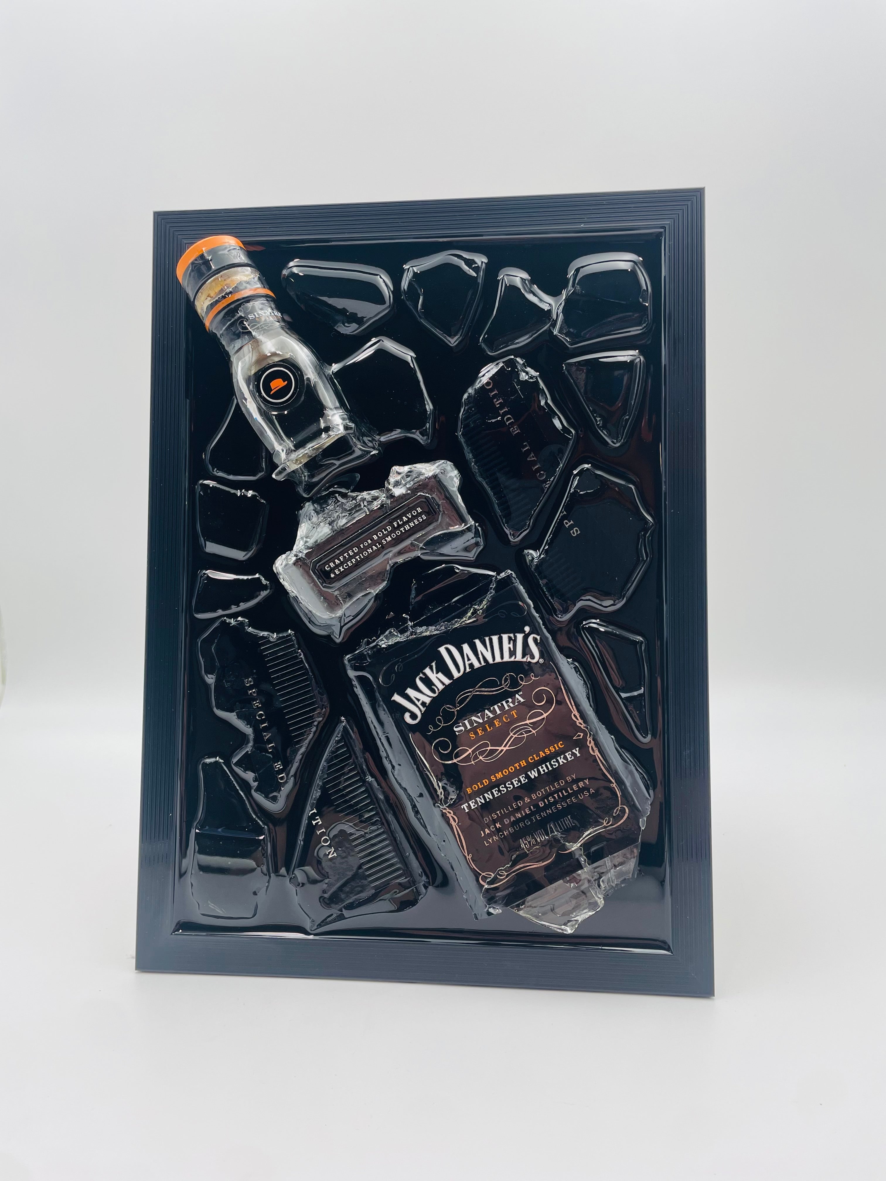Jack Daniels Frank Sinatra Broken Bottle Art