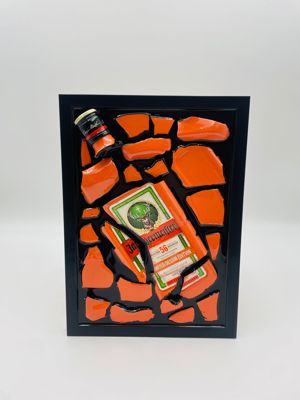 Jägermeister Orange Epoxy Broken Bottle Art