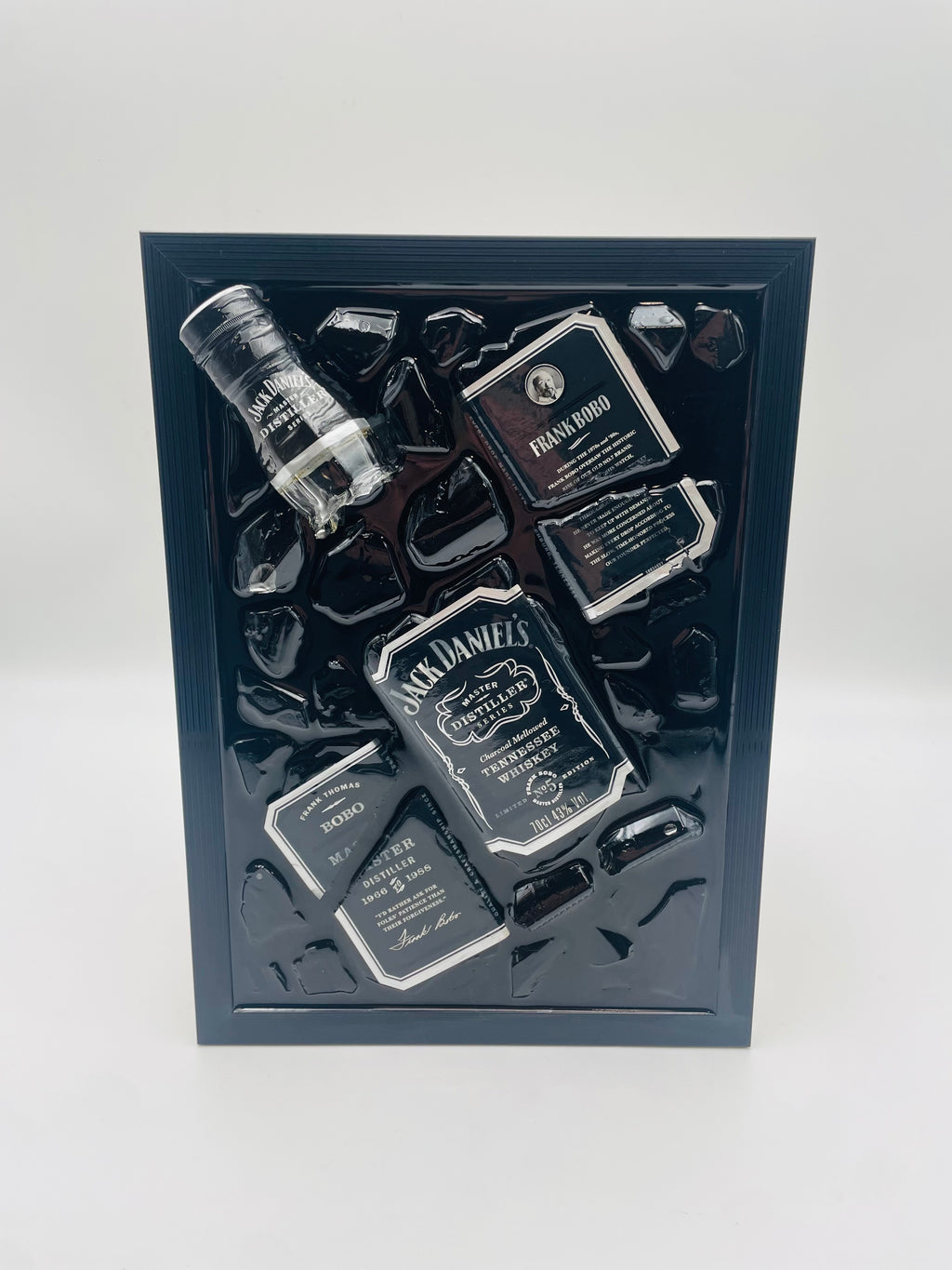 Jack Daniels Silver Master Distiller Broken Bottle Art