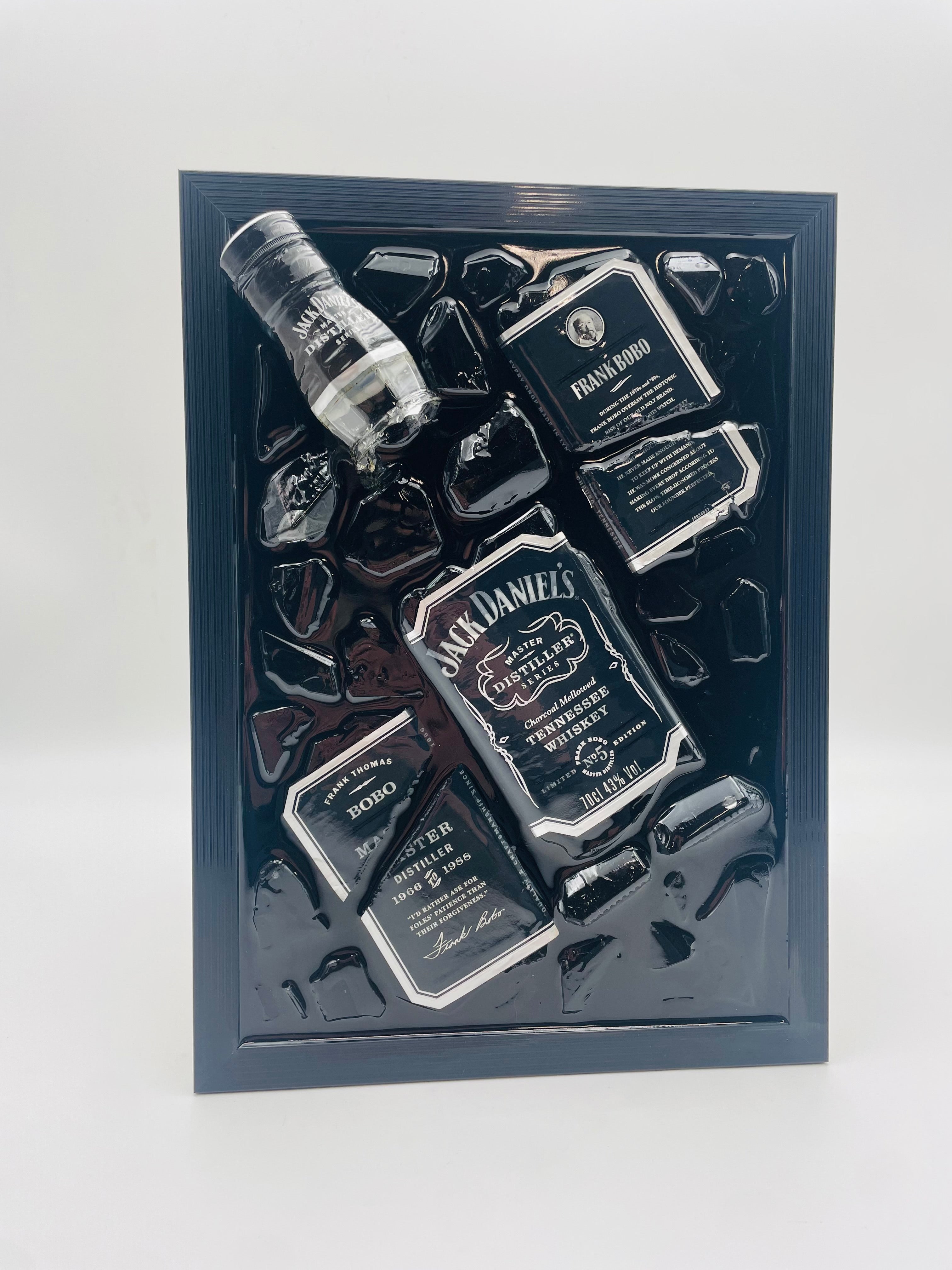 Jack Daniels Silver Master Distiller Broken Bottle Art