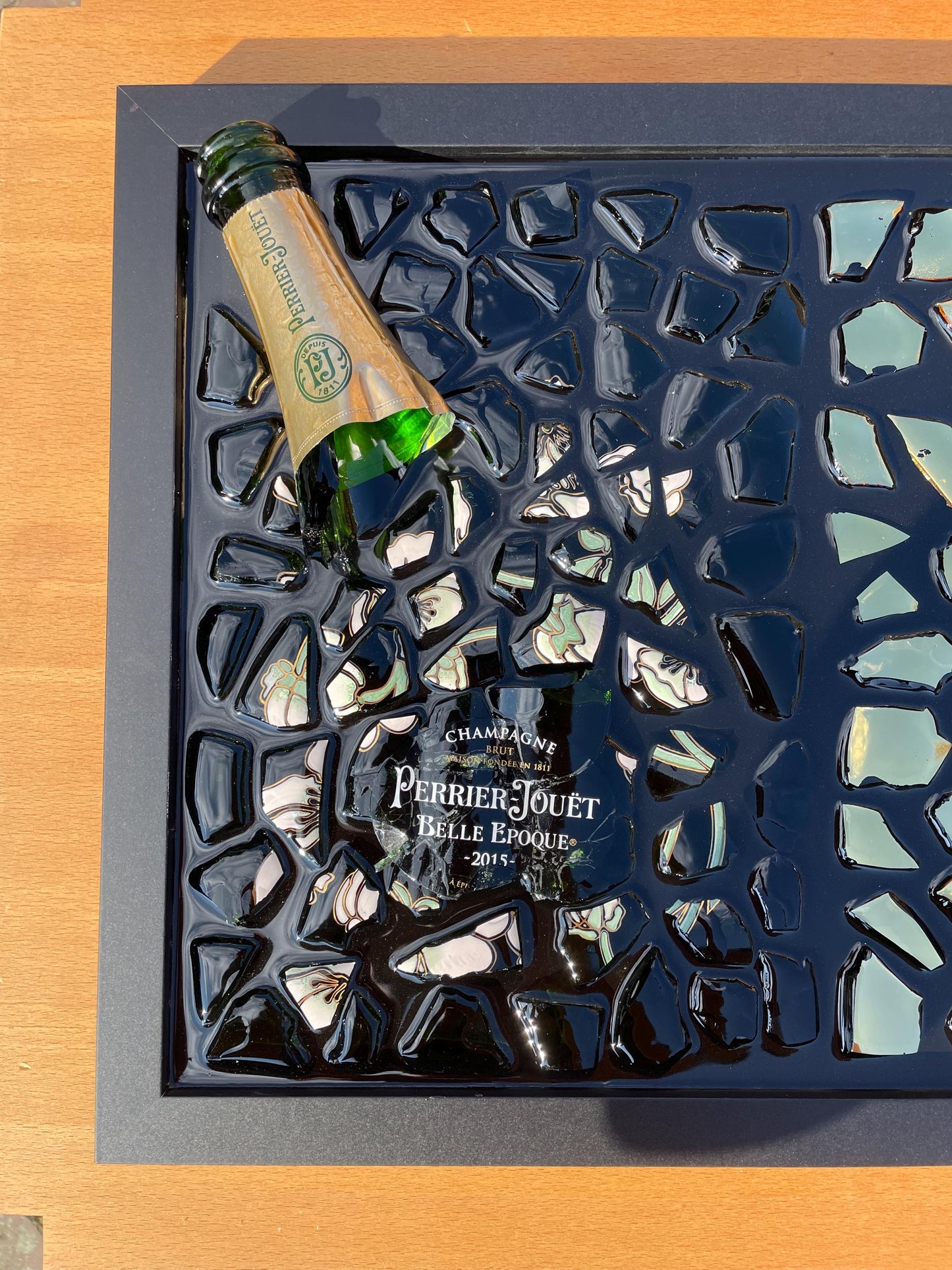 Epoxy Resin Broken Bottle Art Perrier-Jouët Brignac Champagne Modern Wall Decor