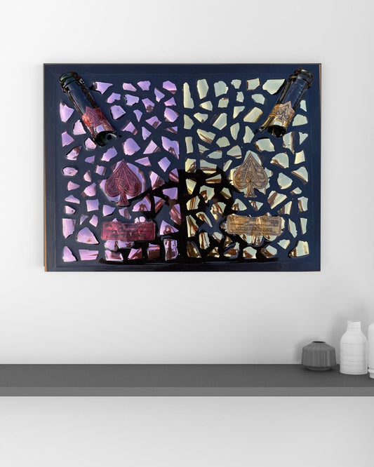 Chrome Double Broken Bottle Art