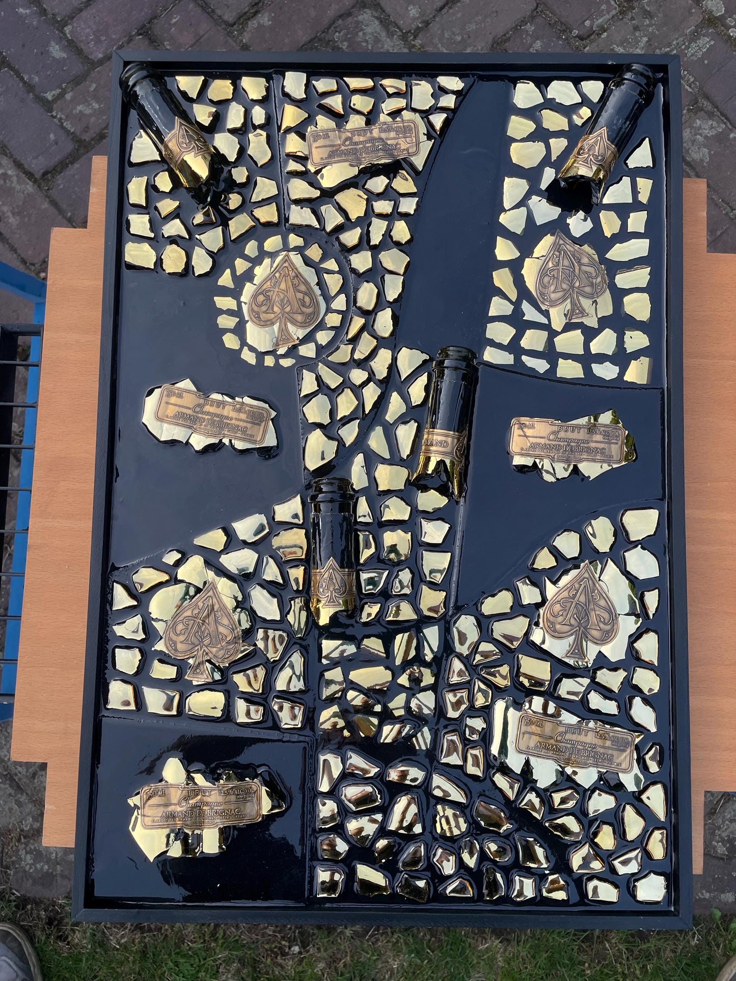 Luxury Epoxy Resin Art with Brignac Champagne Bottles | Handcrafted Modern Wall Art for Home Decor and Collectors