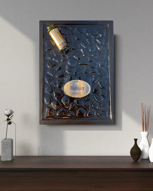 Broken Bottle Art | Ruinart Champagne Bottle Display | Epoxy Resin Art | Gifts for Him | Unique Wall Decor