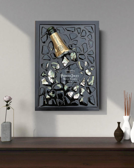 Broken Bottle Art Featuring Perrier-Jouët Champagne Bottle | Gifts for Him | Epoxy Resin Art | Unique Decor | Epoxy art