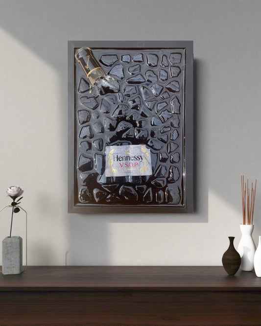 Broken Bottle Art | Hennessy V.S.O.P. Bottle Art | Epoxy Resin Art | Unique Gift for Him | Home Décor | Man Cave Art