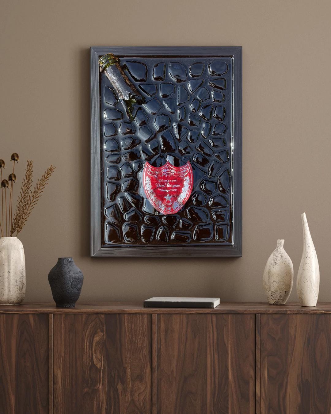 Broken Bottle Artwork | Pérignon Pink 2002 Andy Warhol | Limited Edition | Luxury Home Decor | Unique Artwork | Gift for Him