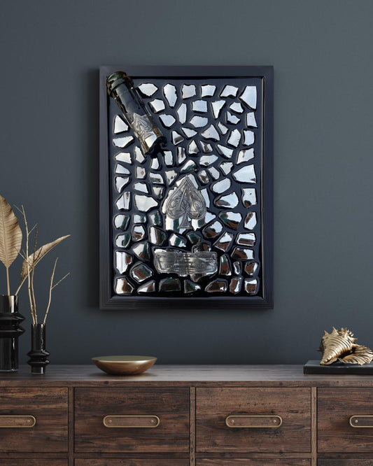 Chrome Silver Broken Bottle Art