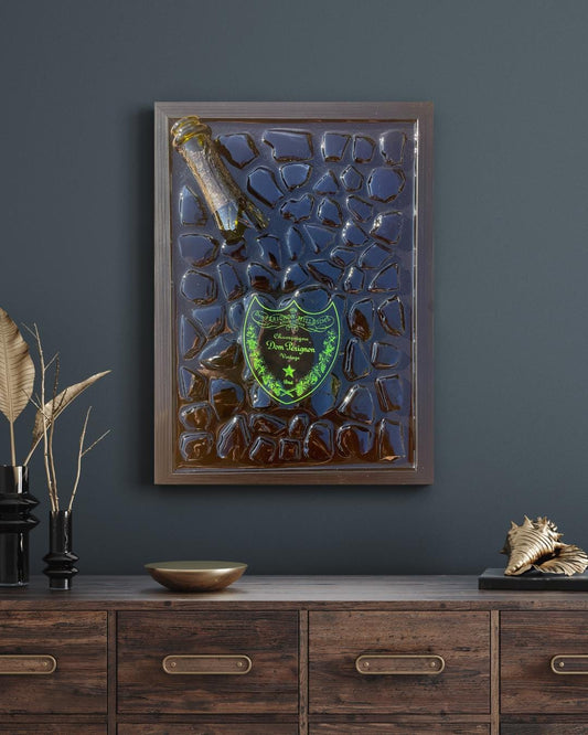 Broken Bottle Art | Green Pérignon Champagne Bottle | Luxury Epoxy | Luxury Resin Art | Gift for Him