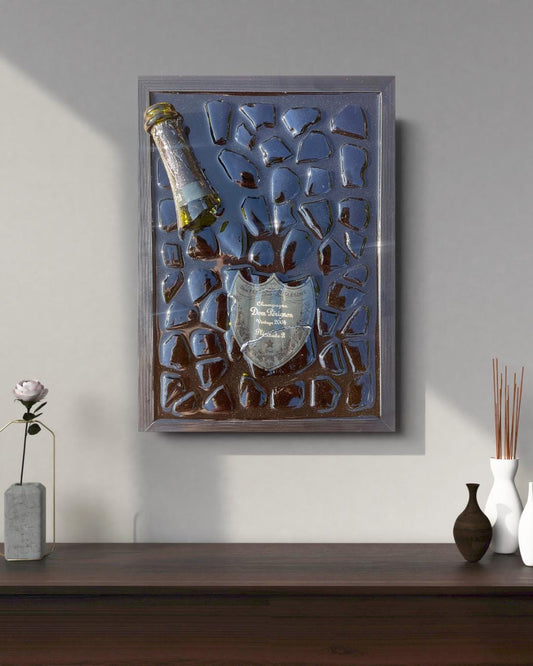 Broken Bottle Art | P2 Pérignon 2004 Champagne Bottle | Luxury Epoxy | Luxury Resin Art | Gift for Him