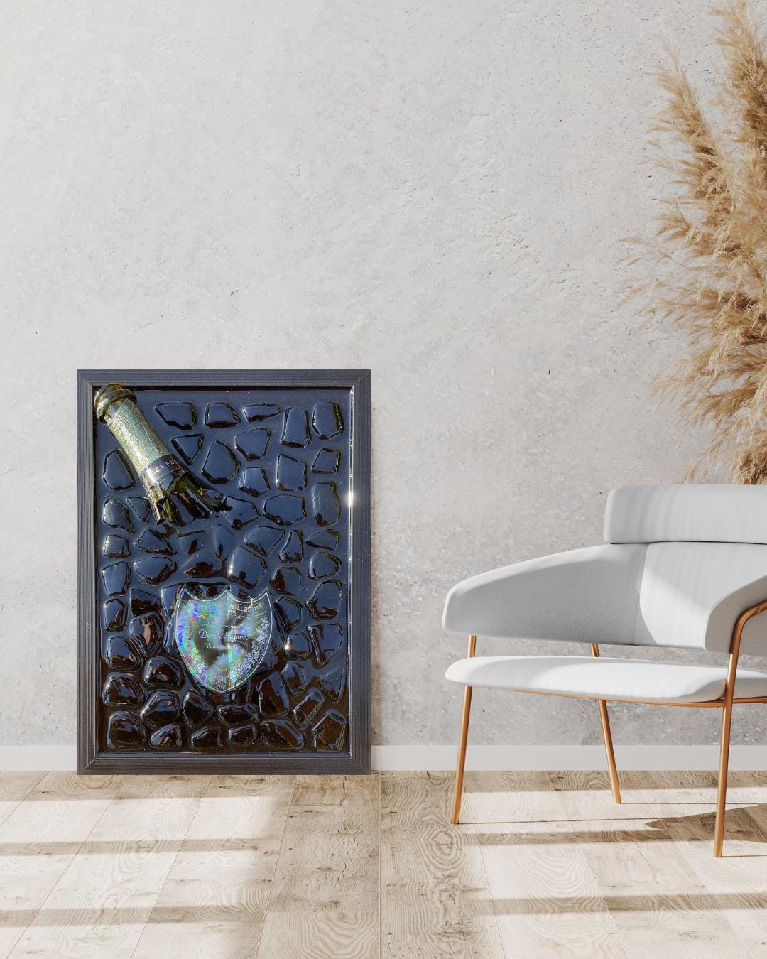 Luxury Epoxy Artwork | Broken Bottle Art | Pérignon Champagne Bottle | Lady Gaga 2010 Inspired | Gifts for Him