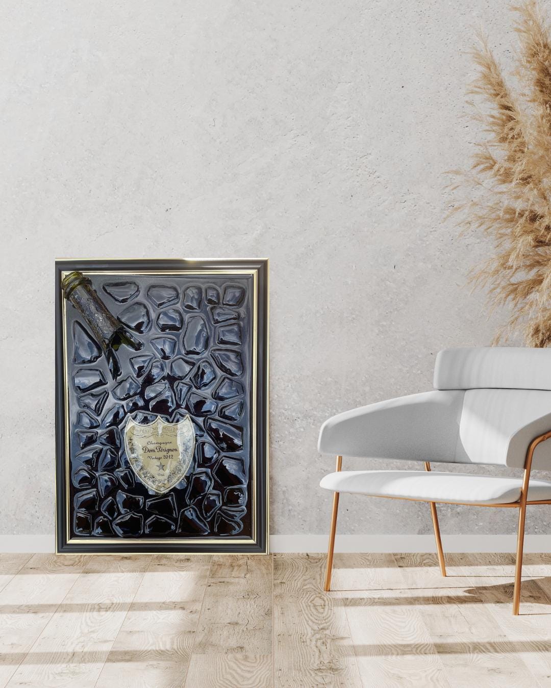 Luxury Epoxy Broken Bottle Artwork | Pérignon Champagne Bottle Art | Resin Decor | Gift for Him | Home Decor