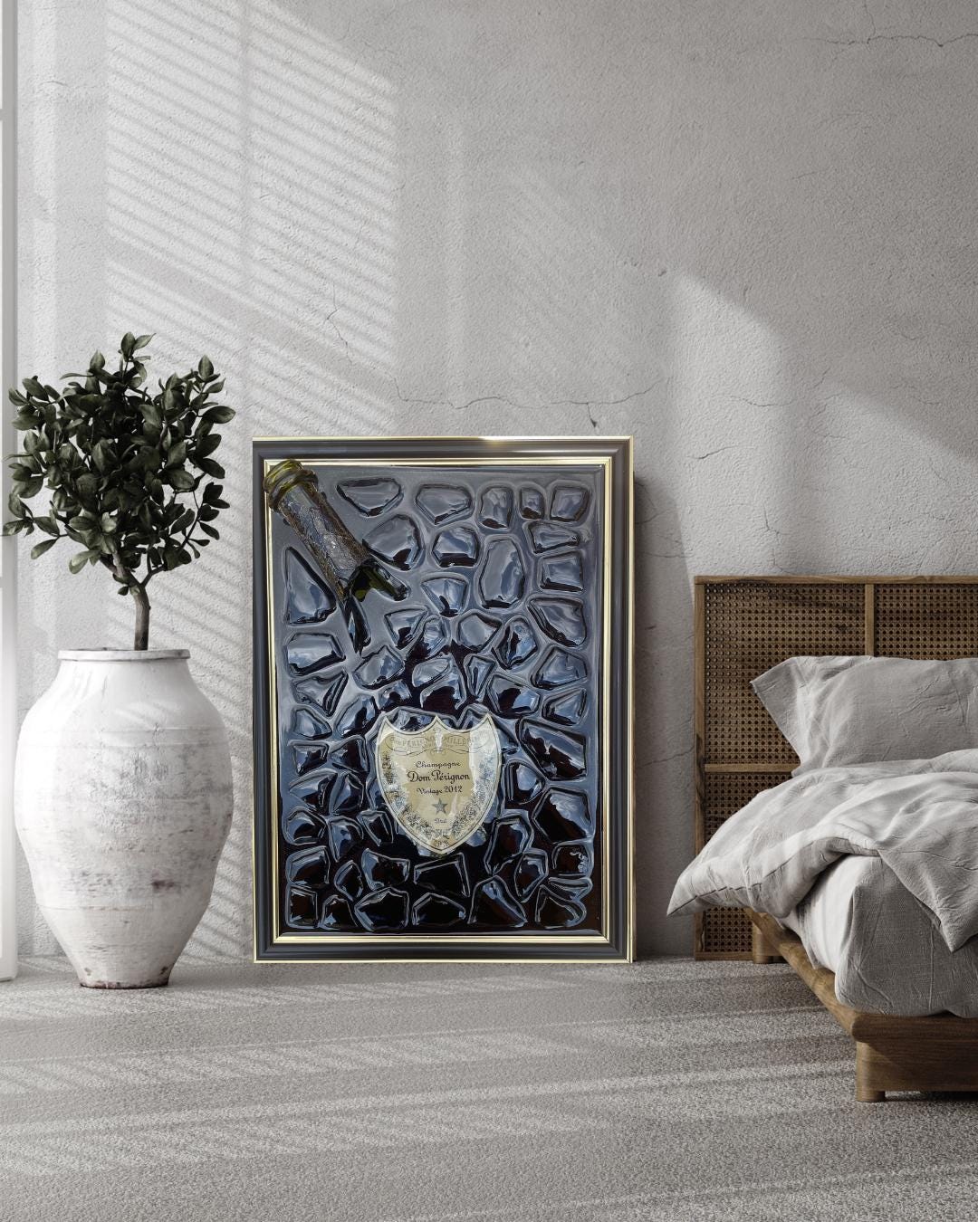 Epoxy Broken Bottle Artwork | Pérignon Champagne Art | Resin Home Decor | Epoxy Resin | Resinart | Wall Decor