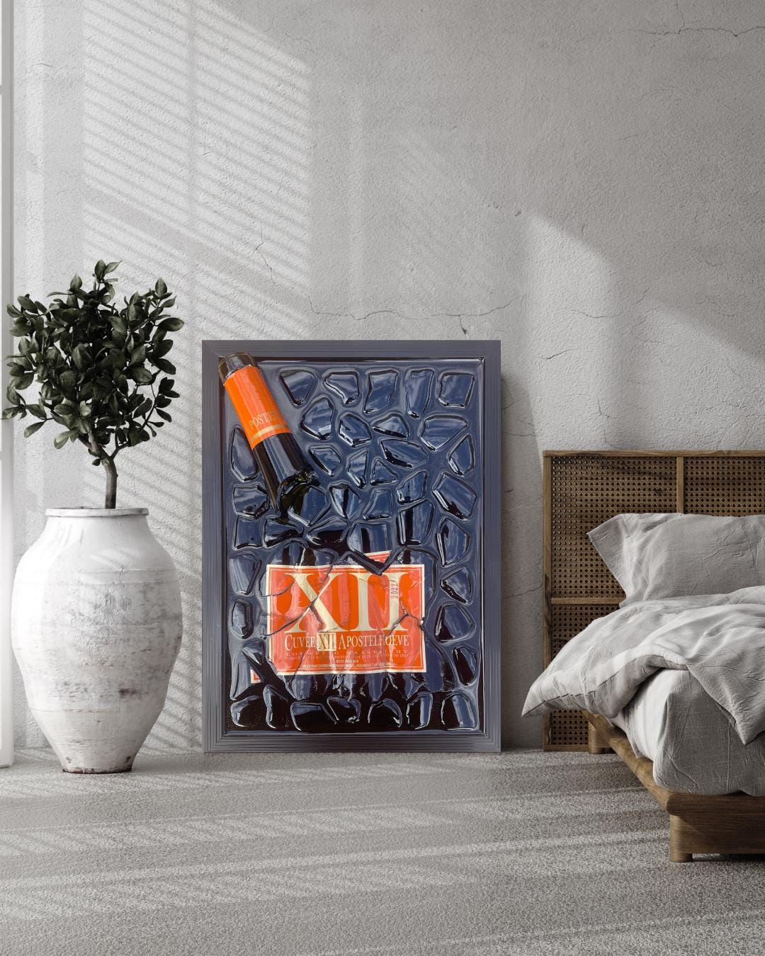 Epoxy Broken Wine Bottle Art: Cuvée XII Apostelhoeve, Luxury Home Decor