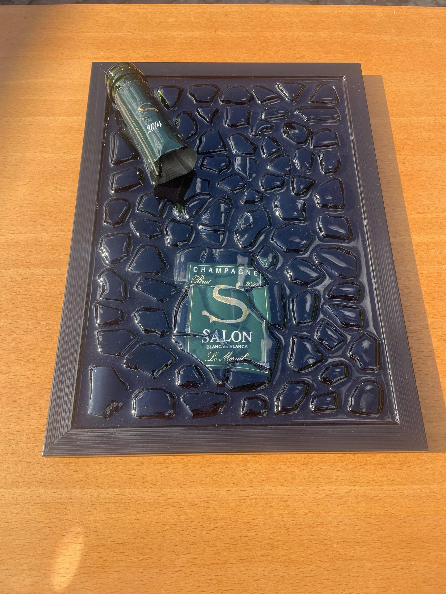 Luxury Epoxy Art | Broken Bottle Art | Salon Champagne 2004 | Resin Decor | Unique Gift for Him | Man Cave Art