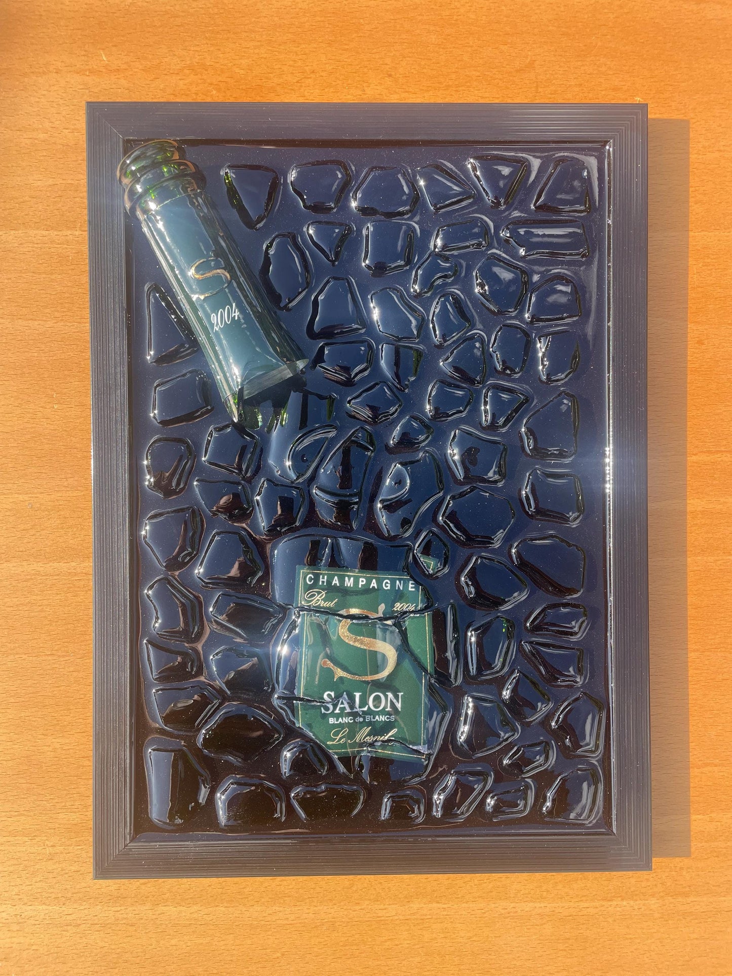 Luxury Epoxy Art | Broken Bottle Art | Salon Champagne 2004 | Resin Decor | Unique Gift for Him | Man Cave Art