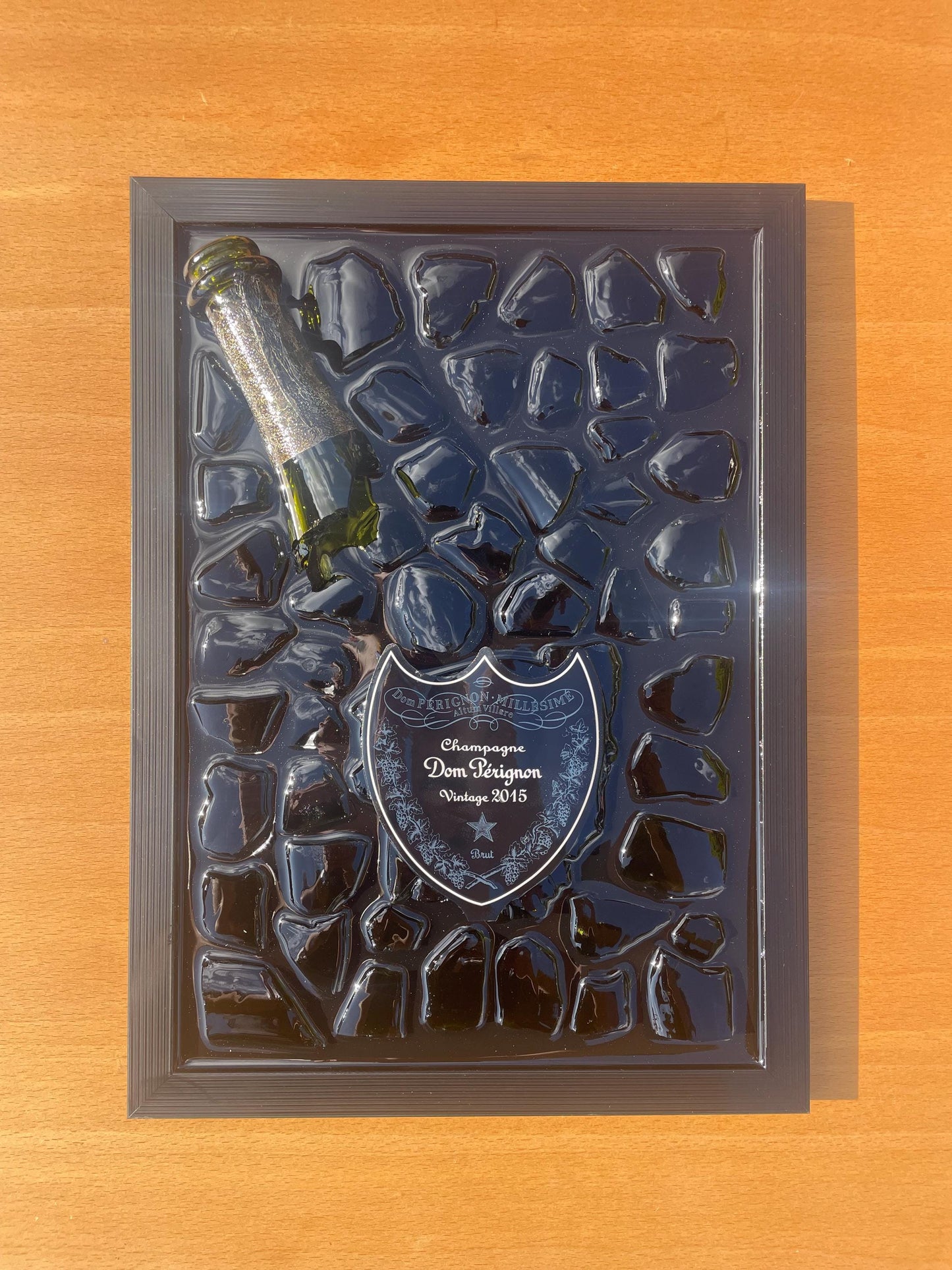 Broken Bottle Art | White Luminous 2015 Champagne Bottle | Luxury Epoxy | Resin Art | Gift for Him | Home Decor