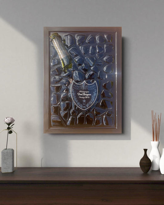 Broken Bottle Art | White Luminous 2015 Champagne Bottle | Luxury Epoxy | Resin Art | Gift for Him | Home Decor