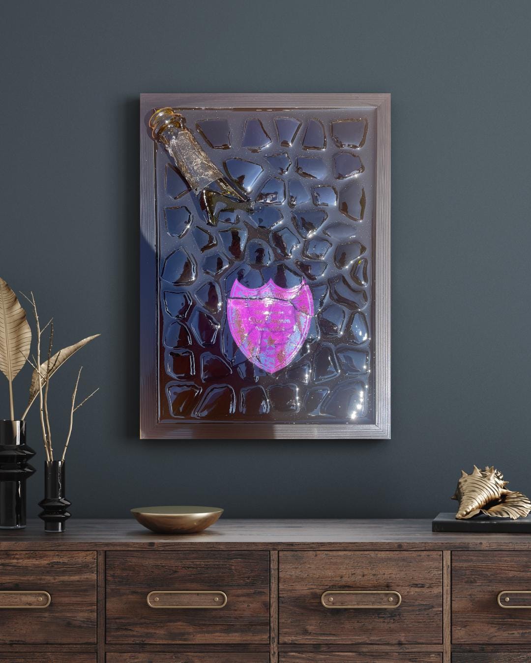 Broken Bottle Art| Pérignon Purple 2002 Andy Warhol | Limited Edition | Epoxy Art | Gift for Him | Resin Art