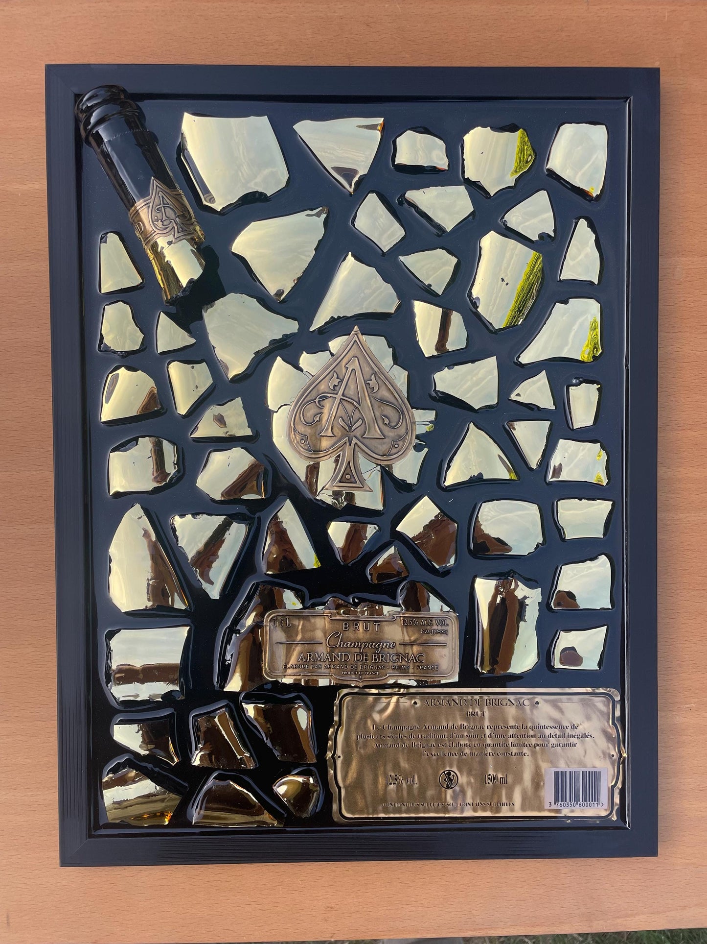 Broken Bottle Art Brignac XL 1.5L Champagne Bottle | Gold Tones | Epoxy Resin Art | Gift for Him | Luxury Decor